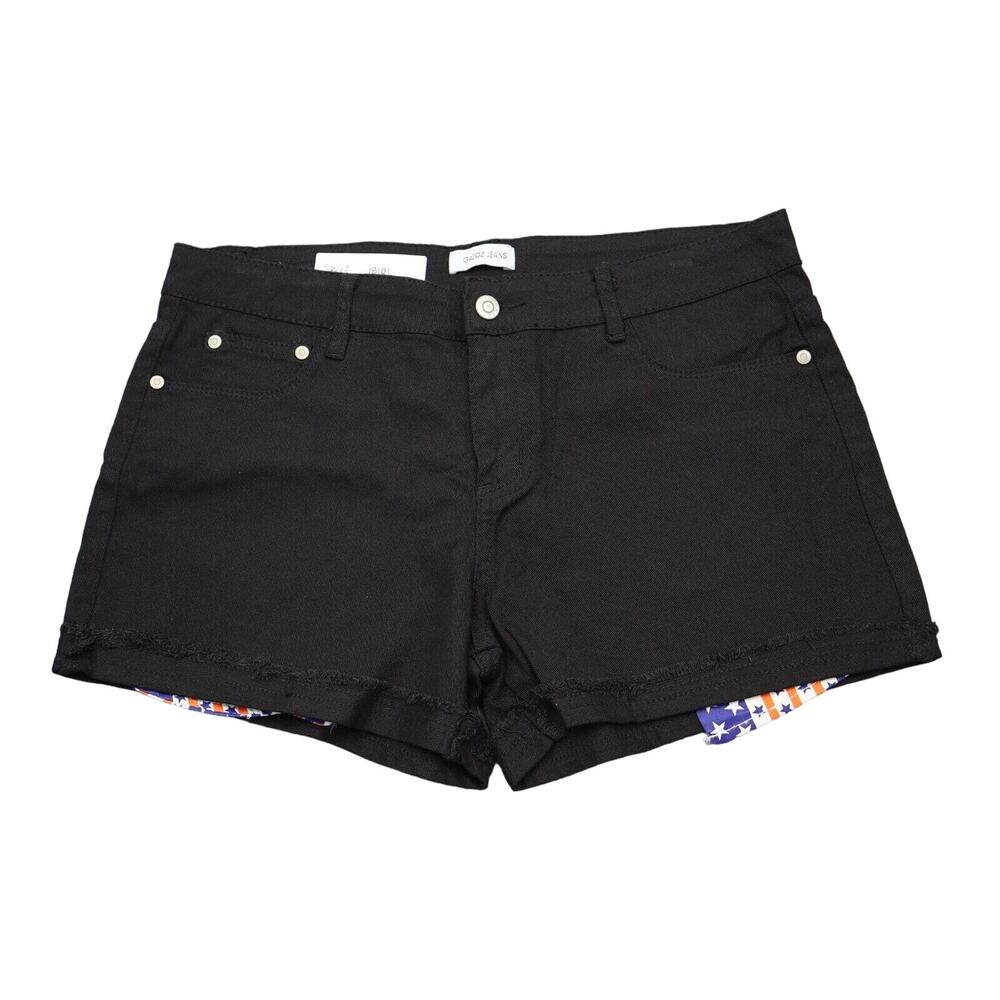 Gazoz Jeans Shorts Womens 14 Black Mid Rise 5 Pocket Design Denim Boyfriend